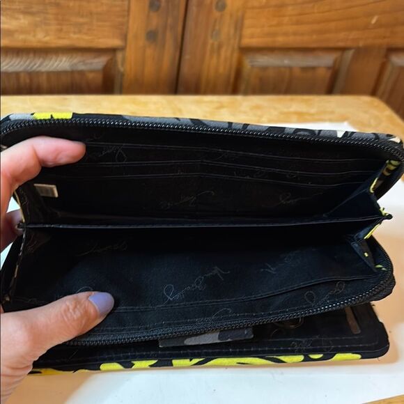 Vera Bradley Black and Yellow Crossbody Purse with Matching Wallet- Preowned - Picture 4 of 13
